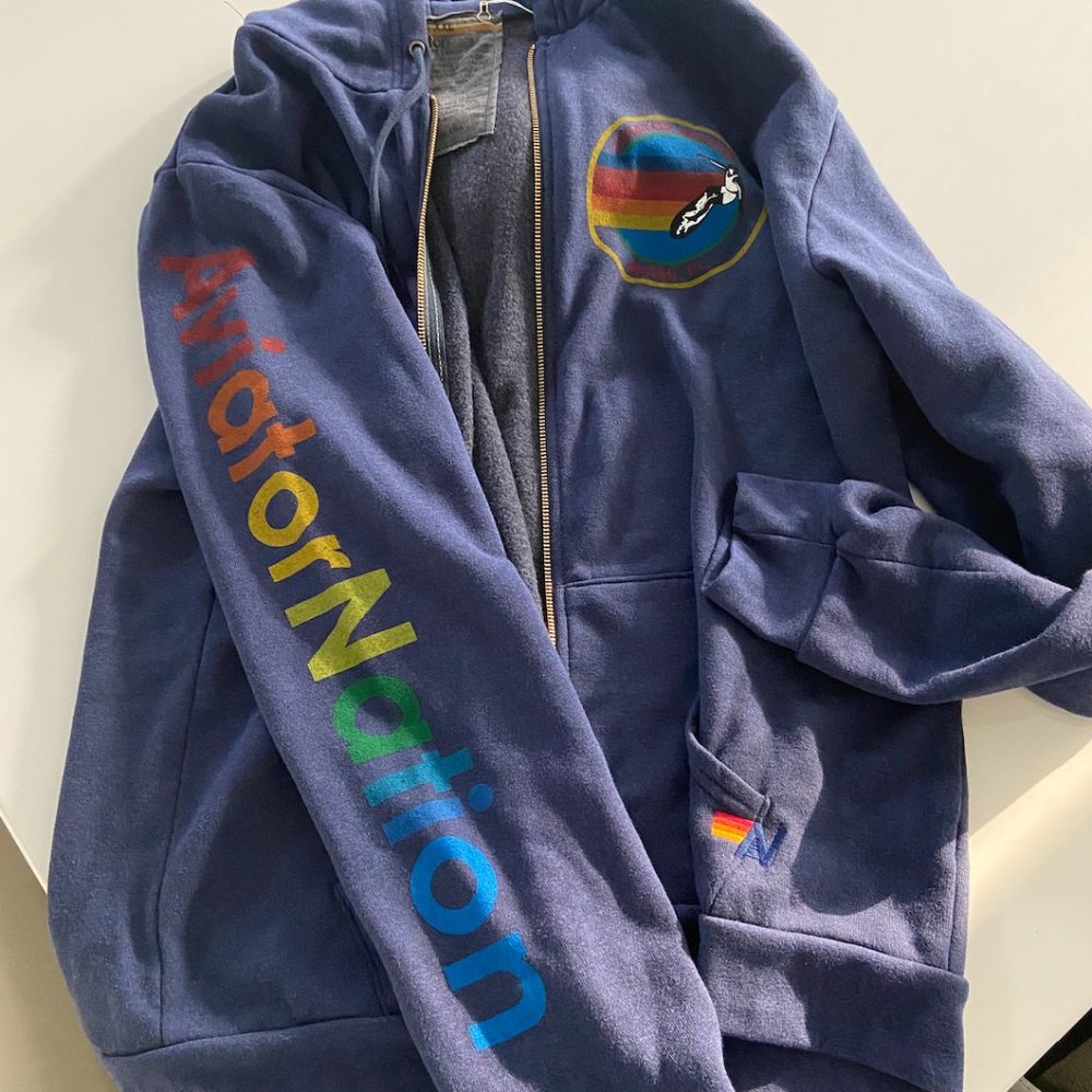 Aviator Nation navy logo hoodie- new with tags xxl